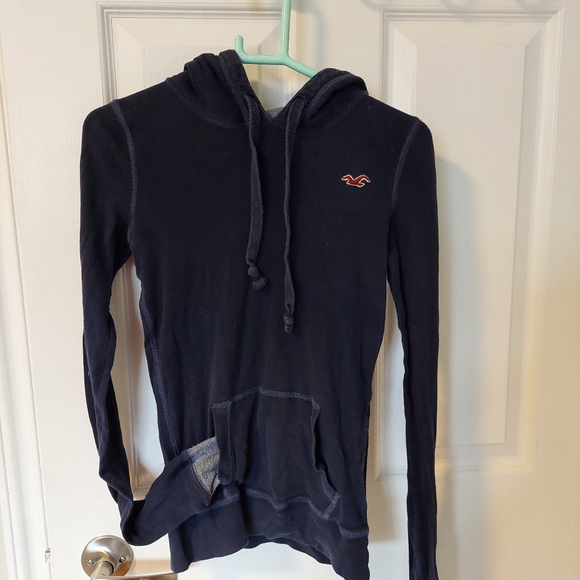 Hollister Navy Sweatshirt Hoodie, Navy, size S - Picture 2 of 4